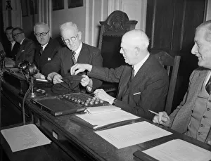 00229 Gallery: The draw at the Football Association for the fouth round of the 1953 FA Cup