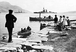 Images Dated 12th July 2013: The dreadnoughts HMS Superb and HMS Lion seen here at anchor in Lamlash bay off of Arran
