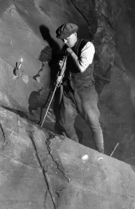 Drilling the huge mountains of slate in the mine, half a mile under the Berwyn Mountain Drilling the huge mountains of slate in the mine, half a mile under the Berwyn Mountain
