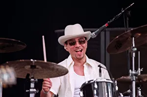 Drummer from pop group Fun Loving Criminals on stage at T in the Park July 1999 Drummer from pop group Fun Loving Criminals on stage at T in the Park July 1999