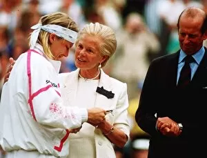 Images Dated 21st June 1993: Duchess of Kent at Wimbledon 1993 with the defeated finalist Jana Novotna Y2K Sport