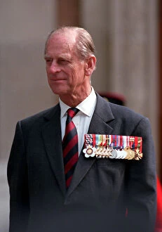 The Duke of Edinburgh. Prince Philip wearing his medals June 1991