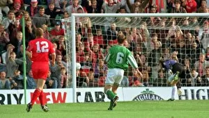 Images Dated 16th September 1995: Duncan Shearer scores a goal for Aberdeens during their match against Hibernian in