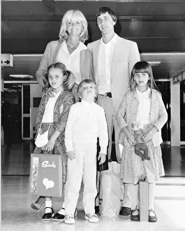 Dutch footballer Johann Cruyff with his wife Danny and their three children on the way to Dutch footballer Johann Cruyff with his wife Danny and their three children on the way to