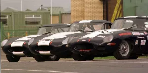 E-TYPE JAGUAR FEATURE AUGUST 1997 E TYPES LINED UP TO RACE E-TYPE JAGUAR FEATURE AUGUST 1997 E TYPES LINED UP TO RACE
