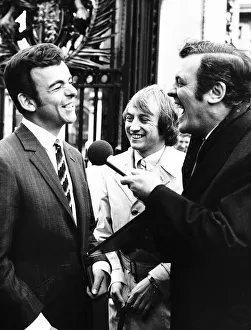 Eamonn Andrews TV presenter of This Is Your Life with golf player Tony Jacklin outside Eamonn Andrews TV presenter of This Is Your Life with golf player Tony Jacklin outside