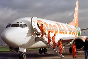 Easyjet Demonstration 1998 Easyjet Boeing 737 300 Aircraft at Brussels Airport - with Easyjet Demonstration 1998 Easyjet Boeing 737 300 Aircraft at Brussels Airport - with