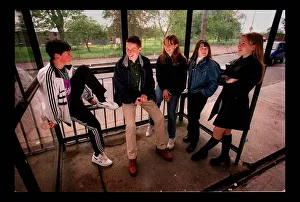 Edinburgh gang feature May 1998 teenagers in bus shelter Lara King (short with dark hair) Edinburgh gang feature May 1998 teenagers in bus shelter Lara King (short with dark hair)