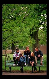 Edinburgh gang feature May 1998 teenagers sit on park bench Lara King Edinburgh gang feature May 1998 teenagers sit on park bench Lara King