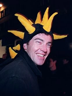 Images Dated 1st January 1998: Edinburgh Hogmanay Party January 1998 man wearing funny hat