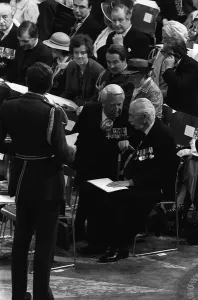 Edward Heath & Harold Macmillan attend a service in honour of Queen mother July Edward Heath & Harold Macmillan attend a service in honour of Queen mother July