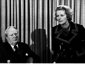 Edward Heath Prime Minister seen here with Margaret Thatcher Education spokesman 1974