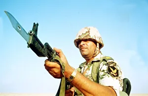 A Egyptian Soldier part of the coalition of armed forces created by the United Nations to A Egyptian Soldier part of the coalition of armed forces created by the United Nations to