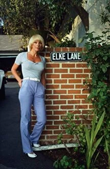 Elke Sommer Actress leaning on wall - October 1980 Dbase MSI