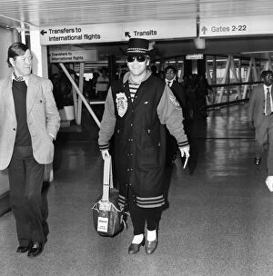 Elton John arriving at Heathrow Airport from Perth. 23rd December 1980