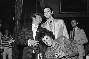 Elton John, Bob Geldof and Leo Sayer attending a House of Commons reception Elton John, Bob Geldof and Leo Sayer attending a House of Commons reception
