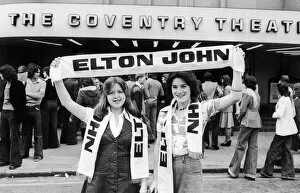 Images Dated 13th February 2013: Elton John fans pose outside the Coventry Theatre before his concert 27th May 1976