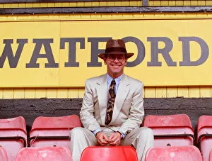 ELTON JOHN IN PHOTO CALL AT WATFORD STADIUM - 5th August 1991 ELTON JOHN IN PHOTO CALL AT WATFORD STADIUM - 5th August 1991