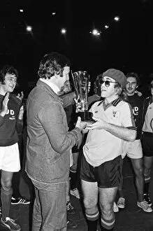Images Dated 6th November 1977: Elton John pictured in Wembley during a 5 a side football match
