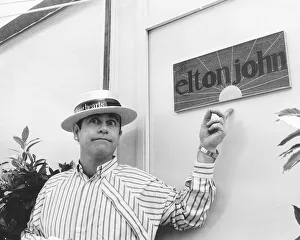 Elton John the singer at Wembley. June 1984 Elton John the singer at Wembley. June 1984