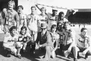 Images Dated 14th May 1983: Elton John superstar and Watford FC pose after their match against Liverpool