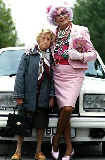 Presenters Gallery: Emily Perry actress who plays downtrodden Madge Allsopp with her co star Barry Humphries