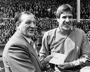 Emlyn Hughes and Bob Paisley before the start of todays game. 17th May 1977 Emlyn Hughes and Bob Paisley before the start of todays game. 17th May 1977