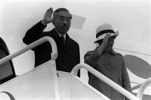 Emperor Hirohito of Japan and Empress Nagako arrive at Heathrow Airport Emperor Hirohito of Japan and Empress Nagako arrive at Heathrow Airport