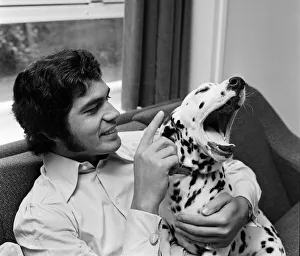 Engelbert Humperdinck at home with his Dalmatian dog
