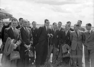 The England football squad at London airport just before departing to Brazil to The England football squad at London airport just before departing to Brazil to