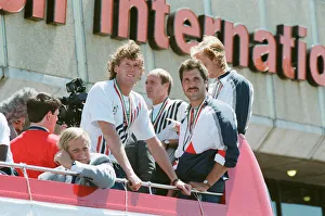 The England football team arrive at Luton airport after returning from the World Cup The England football team arrive at Luton airport after returning from the World Cup