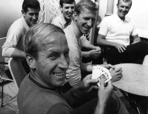 England Football Team Playing Cards July 1966 Bobby Charlton hold a full house in England Football Team Playing Cards July 1966 Bobby Charlton hold a full house in