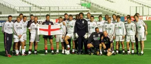 England Football Team Squad June 1998 with Glenn Hoddle England Manager Coach holding St England Football Team Squad June 1998 with Glenn Hoddle England Manager Coach holding St