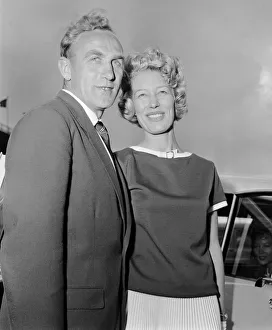 England footballer Billy Wright is greeted by his girlfriend Joy of the Beverley Sisters England footballer Billy Wright is greeted by his girlfriend Joy of the Beverley Sisters