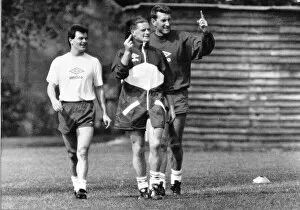 Images Dated 2nd September 1990: England footballer Paul Gascoigne giving the finger during a training session alongside