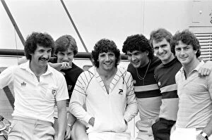 England footballers in relaxed mood at the team hotel during the 1982 World Cup Finals