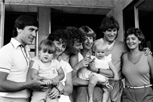Images Dated 21st June 1982: England footballers relaxing with their wives and children at the team hotel during