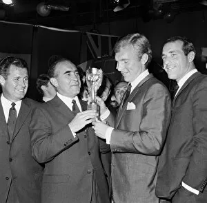 Award Ceremonies Gallery: England manager Alf ramsey and captain Bobby Moore proudly hold the Jules Rimet