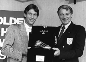 England Manager Bobby Robson presenters England player striker Gary Lineker with