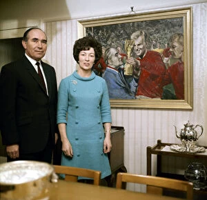England manager Sir Alf Ramsey at home with his wife April 1970