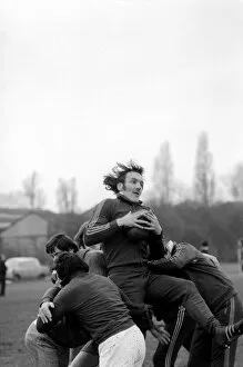 England Rugby team in training at Twickenham. March 1975 75-01426-038. Roger Uttley