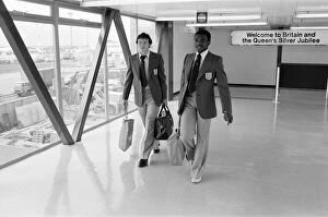 Images Dated 5th December 2012: England U21 Laurie Cunningham and team mate leaving Heathrow Airport for Helsinki