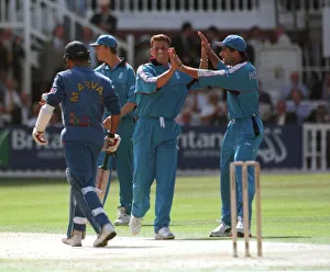 England v Sri Lanka Cricket Match August 1998 Darrn Gough celebrates the wicket of England v Sri Lanka Cricket Match August 1998 Darrn Gough celebrates the wicket of