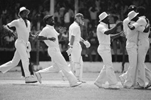 00106 Gallery: England in West Indies 1981. Geoff Boycott is dismissed. 26th May 1981
