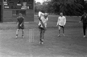 England World Cup players Bobby Charlton, Alan Ball and Nobby Stiles playing cricket July England World Cup players Bobby Charlton, Alan Ball and Nobby Stiles playing cricket July