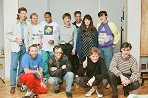 England World Cup Squad in the recording studio after joining music group New Order to England World Cup Squad in the recording studio after joining music group New Order to