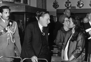 Enoch Powell Nationalist Campaigner talks to Asian lady whose husban is member of Indian Enoch Powell Nationalist Campaigner talks to Asian lady whose husban is member of Indian