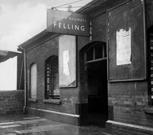 The entrance to Felling Railway Station on 14th January 1970