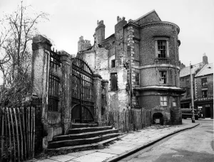 Knowsley Gallery: The entrance to the parish church and the old town at Prescot