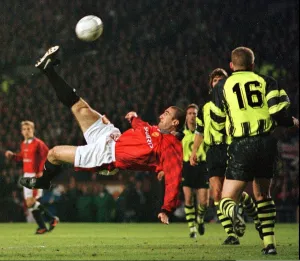 Eric Cantona football Manchester United FC tries an over-head kick Eric Cantona football Manchester United FC tries an over-head kick